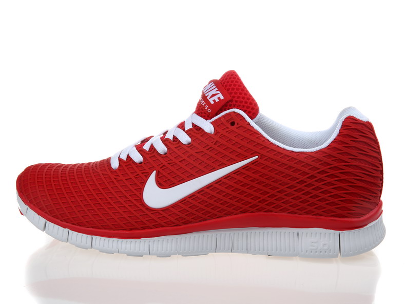 Nike Free 5.0 chaussures de course legeres mens nouveau blanc rouge (4)